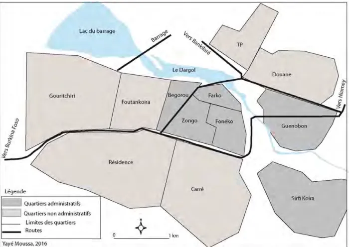 Figure 5 : l’organisation spatiale et administrative de la ville de Téra 
