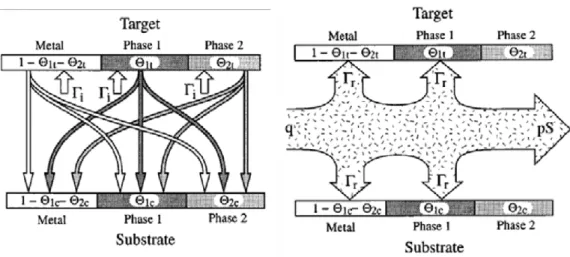 Fig. 4.11 – Application du modèle de Berg aux dépôts d’un métal (metal ), d’un composé 1