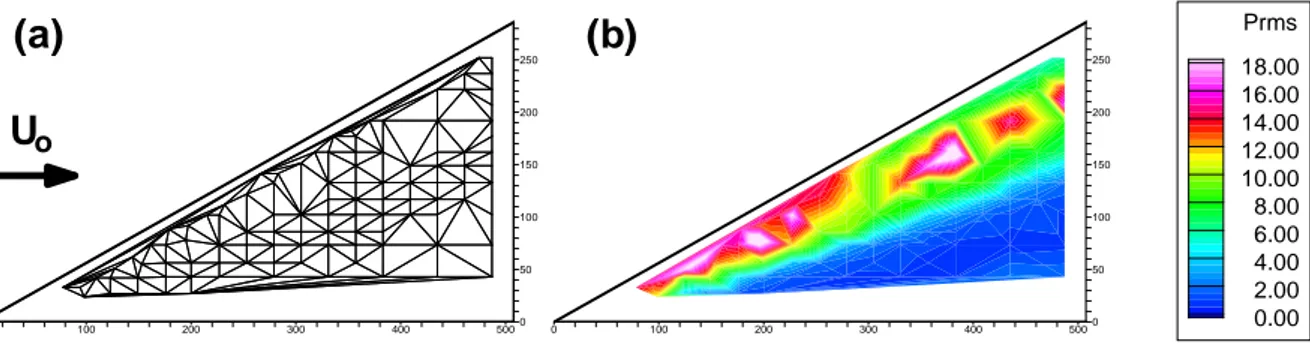 Figure 3.18 – (a) Maillage utilisé pour l’interpolation à partir des mesures effectuées en