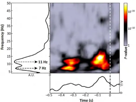 Figure 1. Phase-Dependent Perception. The plot depicts the time-frequency representations of 10 independent studies conducted at our laboratory