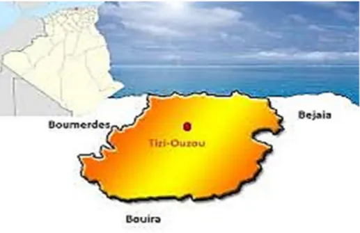 Figure II.1 : carte situation géographique de Tizi-Ouzou  II.2. La sismicité de la région  