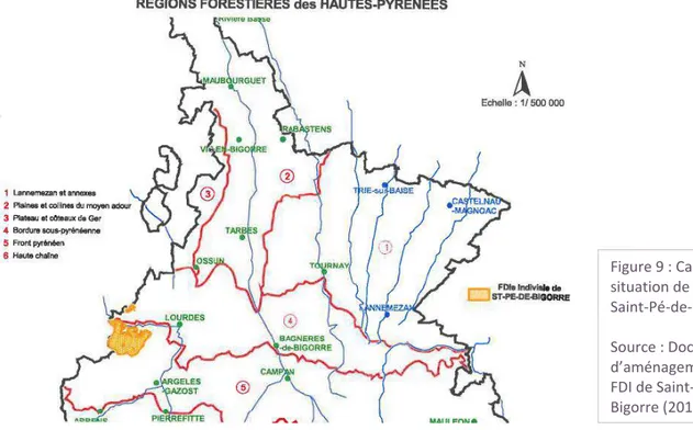 Figure 9 : Carte de  situation de la FDI de  Saint-Pé-de-Bigorre  Source : Document  d’aménagement de la  FDI de  Saint-Pé-de-Bigorre (2012) 