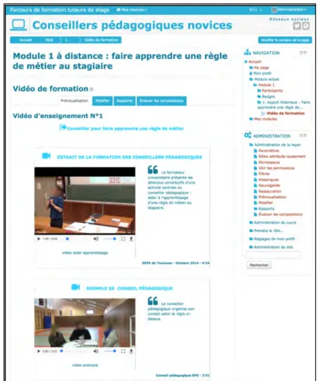 Figure 1 : Copie d’écran de la plateforme de formation Module 1 - Activité 1 