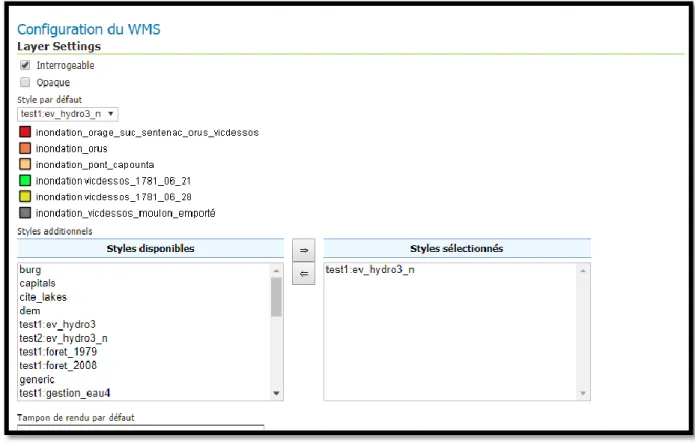 Figure 16:Affectation des styles dans GeoServer 