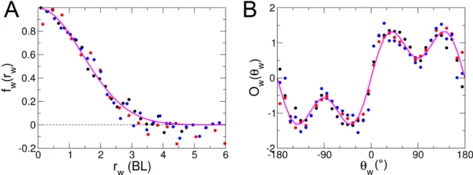 Figure 2.4: Interaction of a fish with the tank wall as a function of its distance r w (A) and its