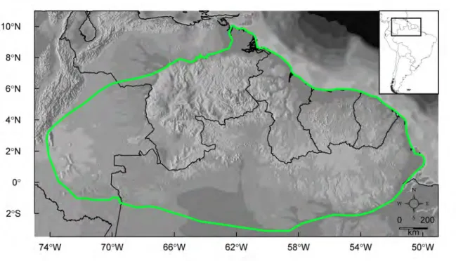 Figure 1.3 – Map of northeastern South America showing one of the commonly admitted limits of the