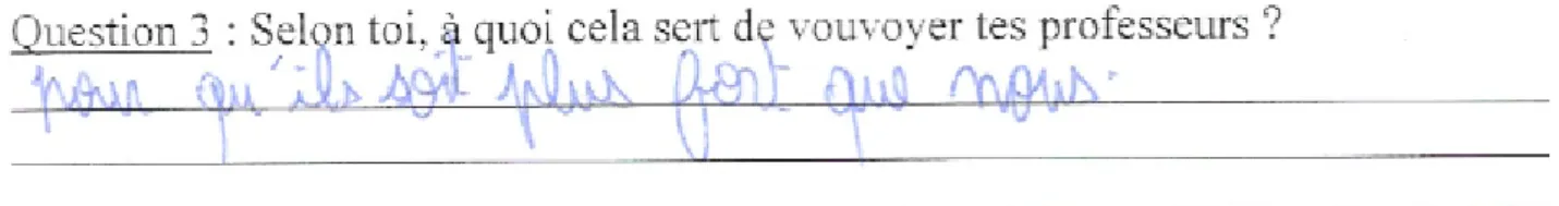 Figure 6: A quoi cela sert de vouvoyer ses professeurs ?