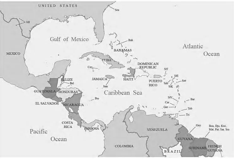 Figure 22: Map of geographic distribution of Atlantic English-based creole languages in the Americas, 