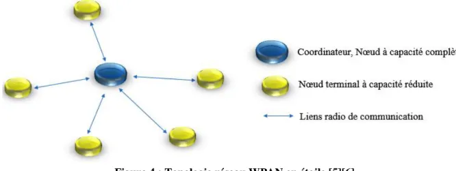 Figure 4 : Topologie réseau WPAN en étoile [5][6] 