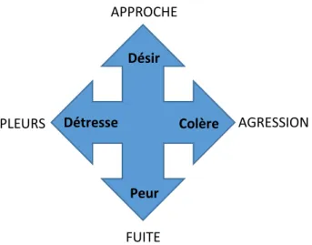 Figure 2 : Les 4 systèmes d’émotion-motivation (d’après Jaak Pankseep, 1982) 