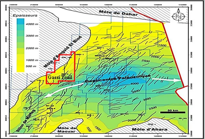 Figure 3 : Carte des structures géologiques du bassin de Berkine. (Étude Beicip  2012)