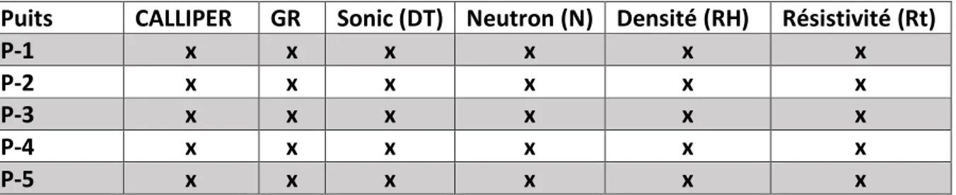Tableau 1 : Profondeur des intervalles des unités réservoirs Silurien  Argileux Gréseux F-6 A1 et A2 des 5 puit utilises 