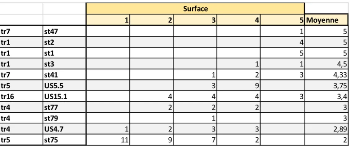 Figure 90 : Tableau de stades de vermiculation.