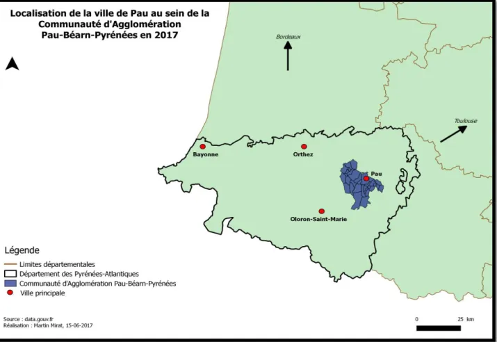 Figure 8 : Localisation de la ville de Pau  Source : data.gouv.fr 