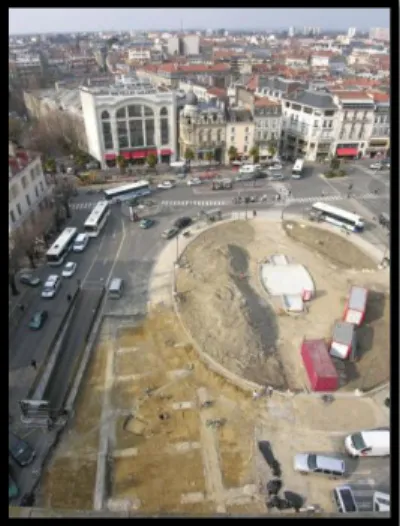 Figure 11 : Aménagement de la  Place Clémenceau en 2004  Source : INRAP