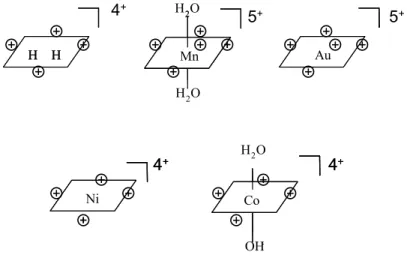 Figure 1.5     Schematic representations showing the overall charge of the metalloporphyrins 