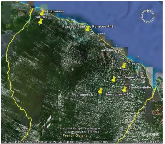 Figure 13: Localisation des parcelles échantillonnées dans le cadre du projet BRIDGE 