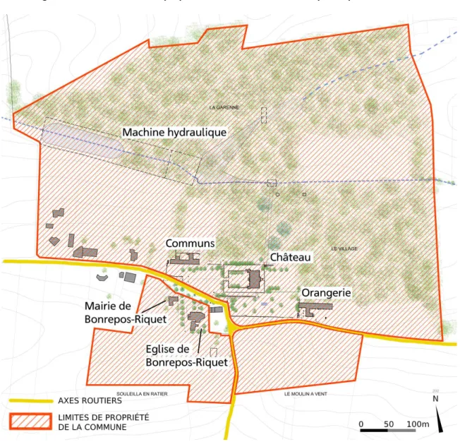 Figure 14 : Délimitation de la propriété de la commune de Bonrepos-Riquet 84