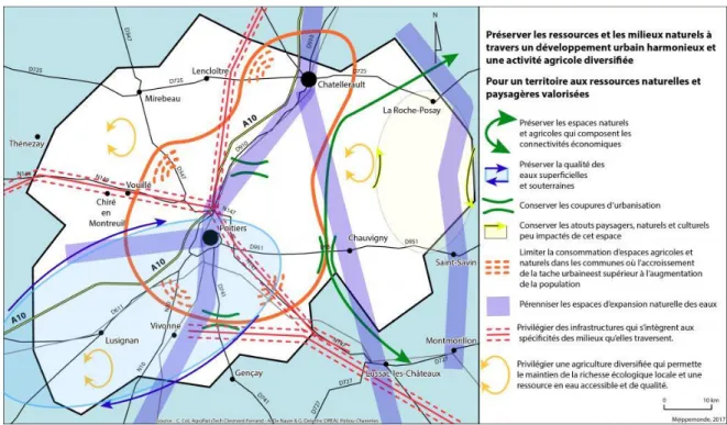 Figure 6 : carte schématique des enjeux environnementaux du Seuil du Poitou  Source : http://mappemonde.mgm.fr/122as3/ 