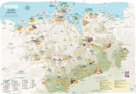 Figure 15 : Carte thématique – Carte touristique Alsace – L’expérientiel mis en avant – 2019
