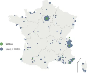 Figure 3: Cartographie de l'offre 5 étoiles et Palace en France en 2017 19