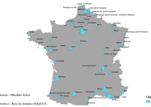 Figure 2 : Localisation des UU retenues 