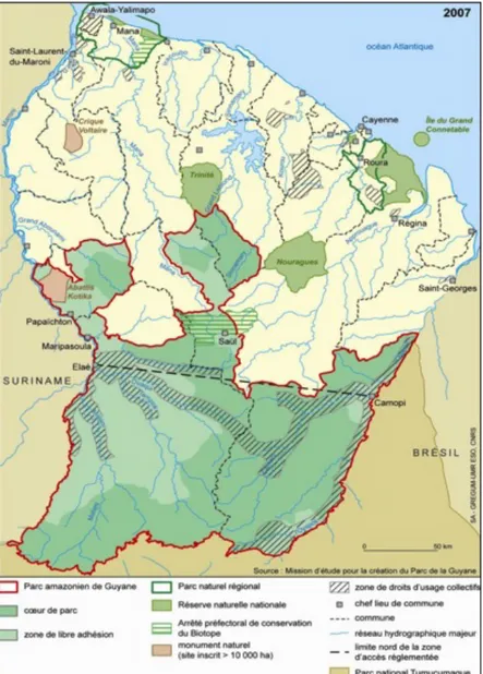 Figure  4 :  Cartographie  des  espaces  protégés en Guyane 87