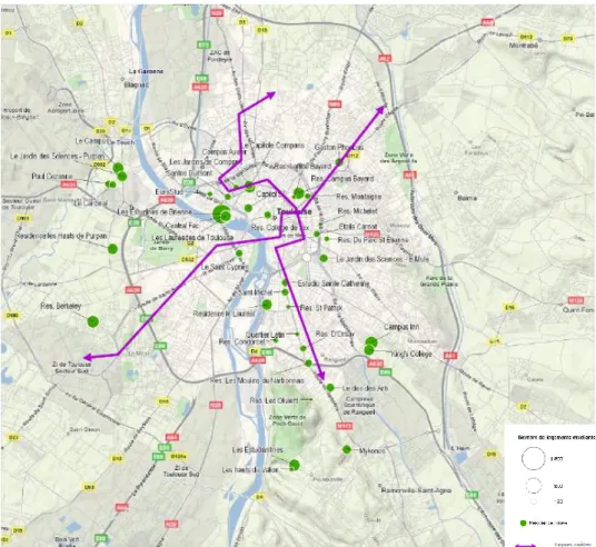 Figure 11: Localisation résidences étudiantes (2003) 