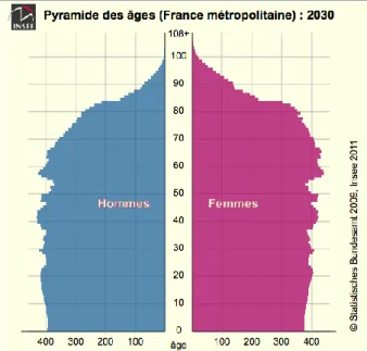 Figure 1: Pyramide des âges, France, 2030 