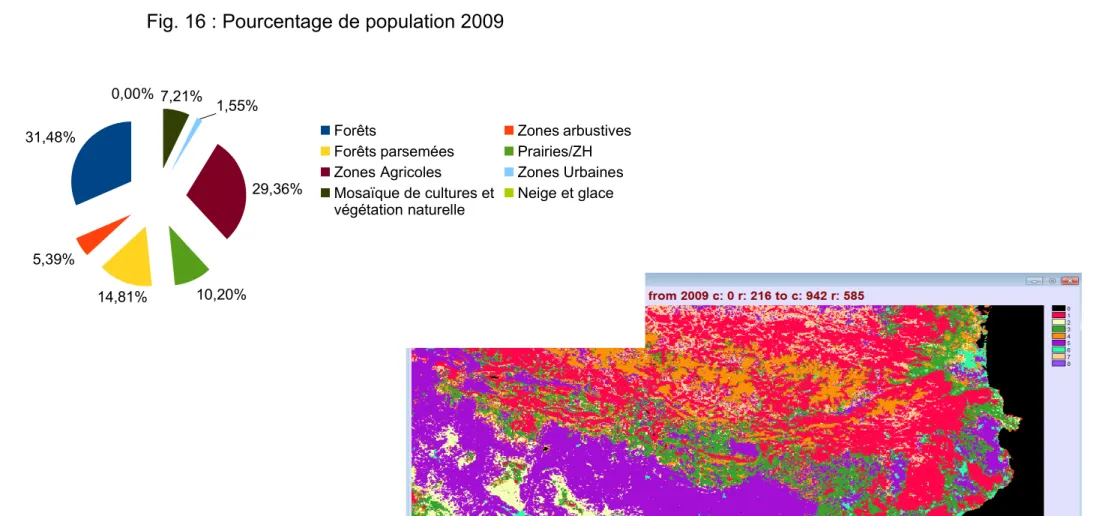 Fig. 17 : Image satellite 2009 : MODIS MCD12Q1 LANDCOVER TYPE 1 