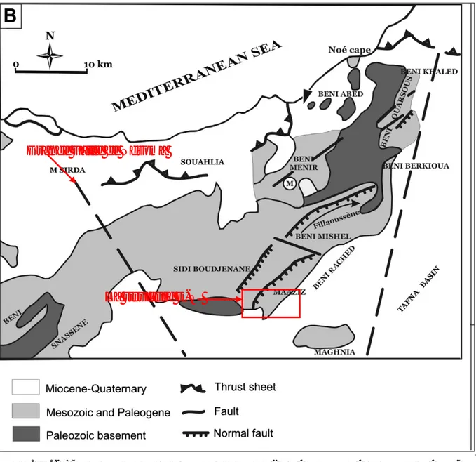 Fig. III. 2 : Carte géologique des Monts des Traras (in HAMMOUDA et SOULIMANE,  2004)