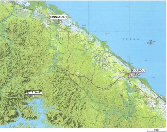 Figure 5. Localisation de la zone de Petit Saut en Guyane française.  