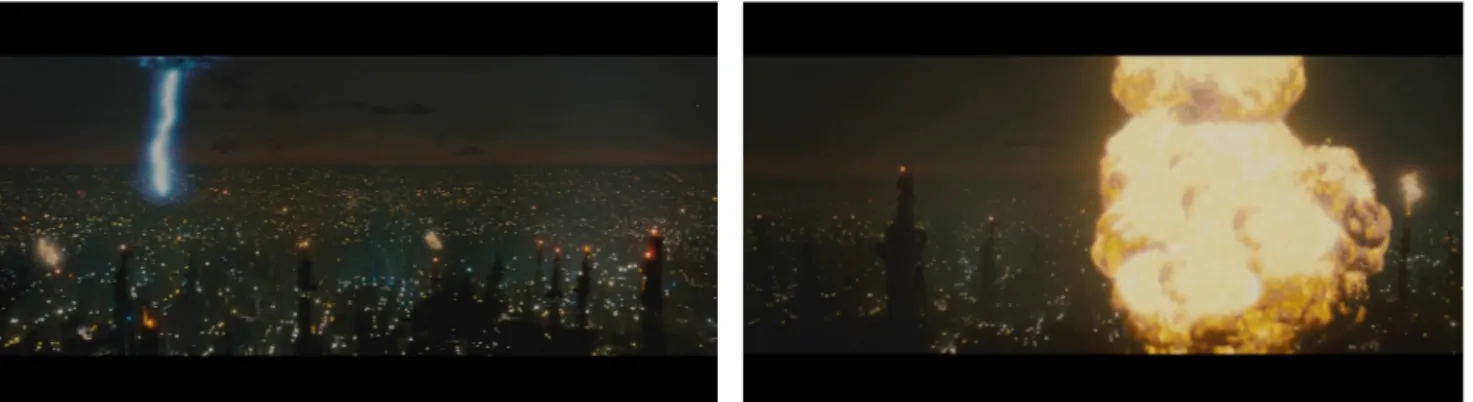 Fig. 1 &amp; 2. Blade Runner's opening sequence.