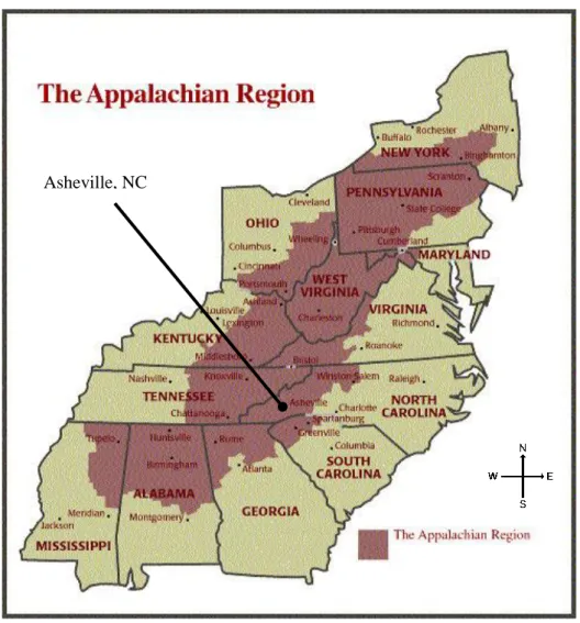 Figure 1: Situating Asheville in the Appalachian Region 44