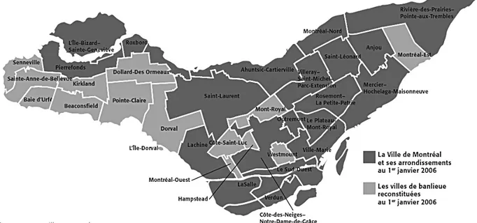 Figure 10 : La ville de Montréal et son découpage administratif