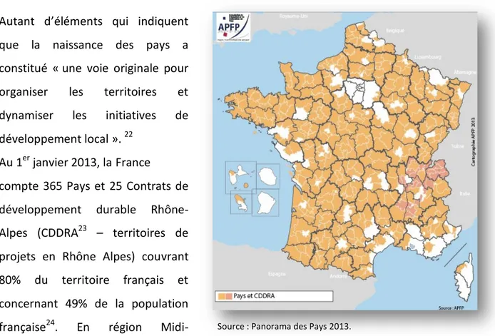 Figure 1 : Carte des Pays et des CDDRA au 1 er  janvier 2013