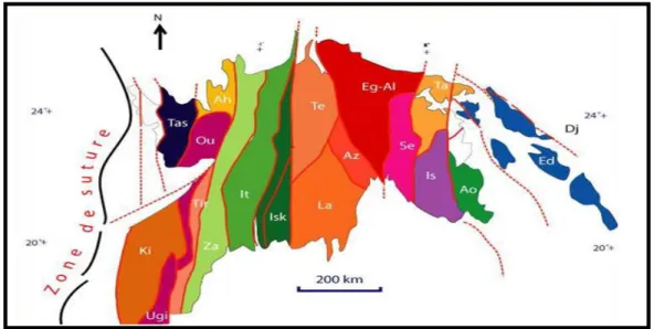Figure 3 :  Subdivision structurale du bouclier Touareg ((Black et al 1994 