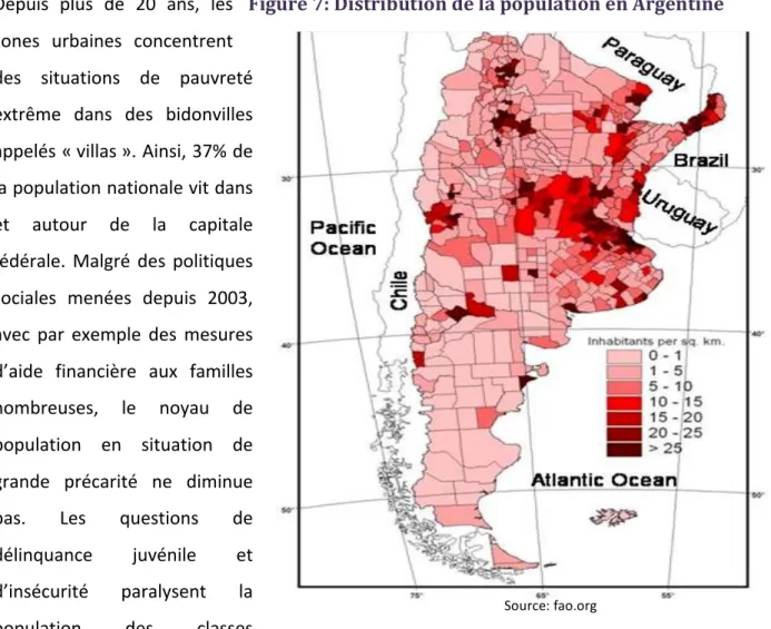 Figure	
  7:	
  Distribution	
  de	
  la	
  population	
  en	
  Argentine	
  