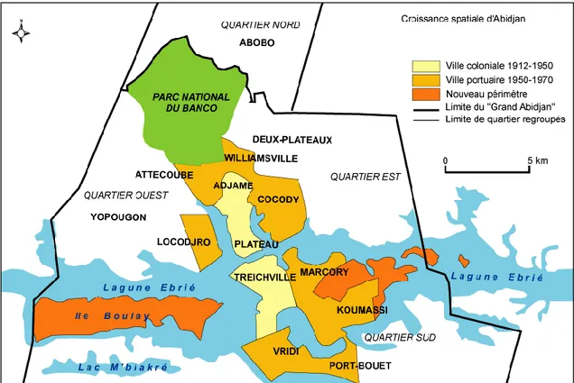 Figure 6 : croissance spatiale de la ville d’Abidjan 