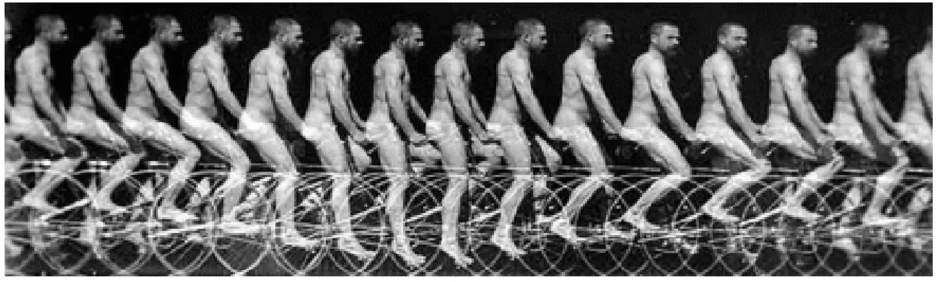 Figure 1 : décomposition image par image d’une scène de cyclisme, par Etienne Jules Marey