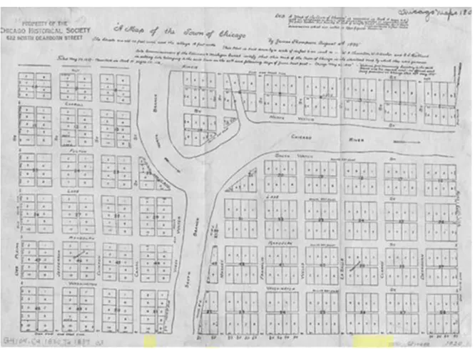 Figure 1 : Plan d’urbanisme de Chicago, (1807).  Figure 2 : Plan d’urbanisme de Chicago, (1807)