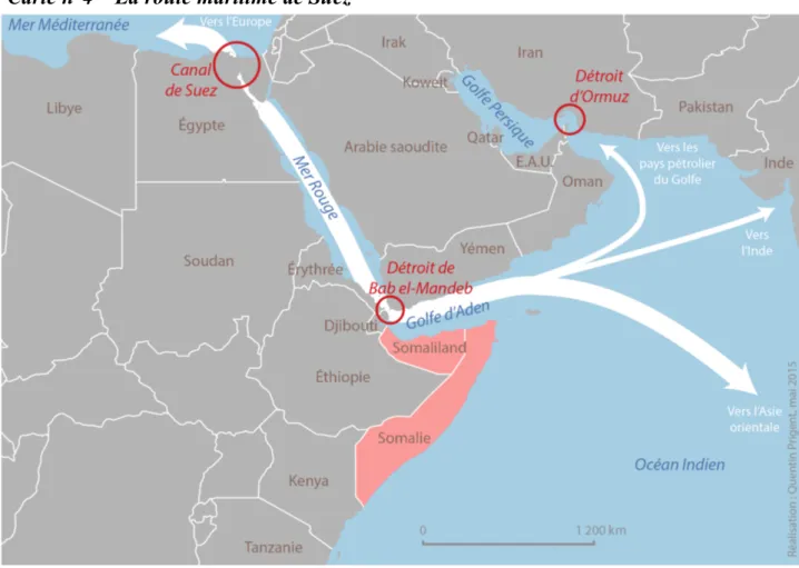 Figure n°5 – L'impact de la piraterie somalienne sur la route de Suez entre 2000 et  2014