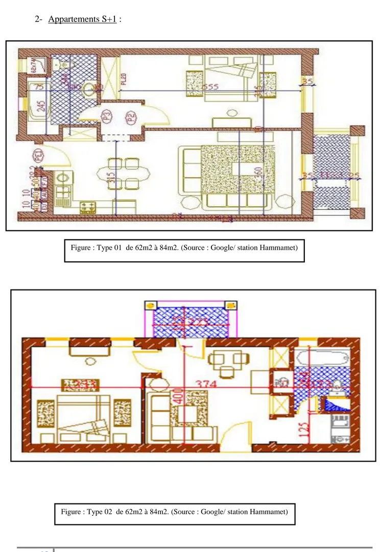 Figure : Type 01  de 62m2 à 84m2. (Source : Google/ station Hammamet) 
