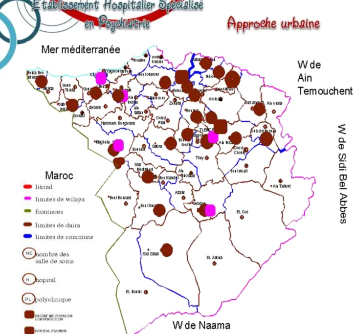 Figure 4: Répartition des structures sanitaires dans la wilaya de Tlemcen