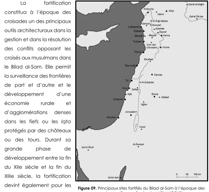 Figure 09. Principaux sites fortifiés du Bilad al-Sam à l’époque des 