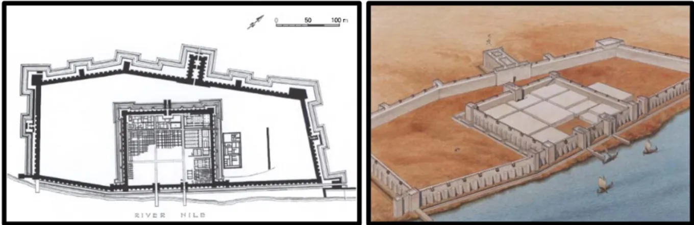 Figure 14 : Vue en plan et en élévation de la  Forteresse de Buhen sur le Nil  Source : Vogel Carola  45