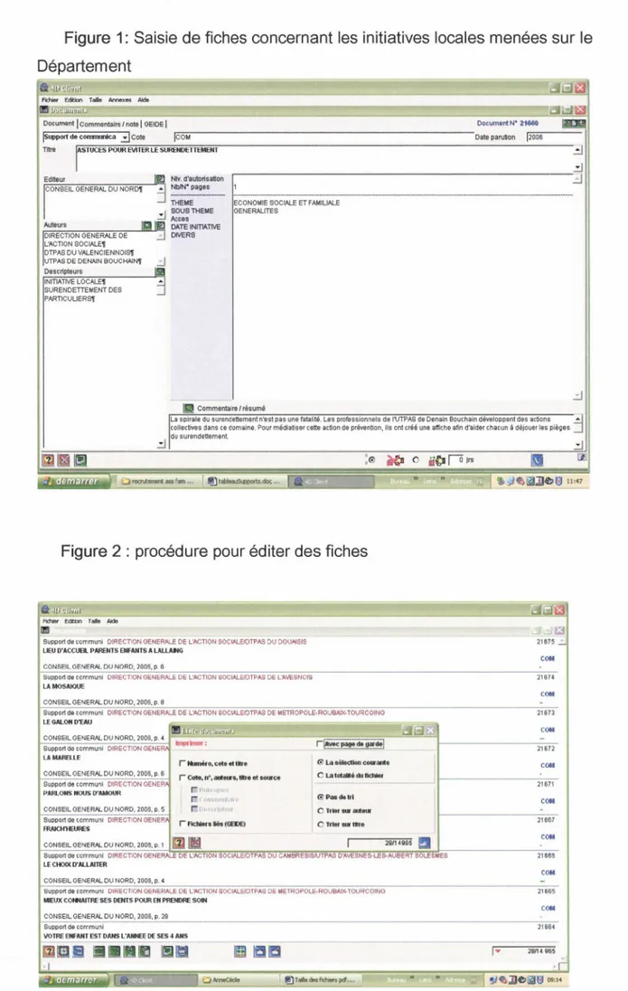 Figure 1: Saisie de fiches concernant les initiatives locales menées sur le