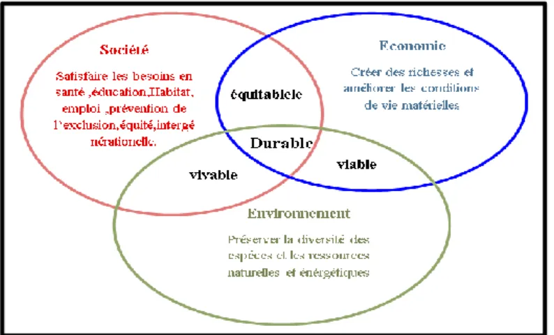 Figure 9:schéma des différents courants entrecroisés de développement durable  Source : https://www.blog-ecologie.fr/ecodico/gestion-durable/ 