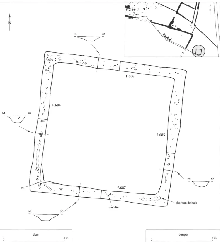 Fig. 54 - Benêt (Vendée). Plan de l'enclos des Teuilles (dessin O.  Nillesse,  INRAP)