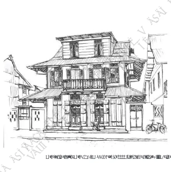 Fig. 61 Façades et toitures colorées des cases créoles, Cayenne